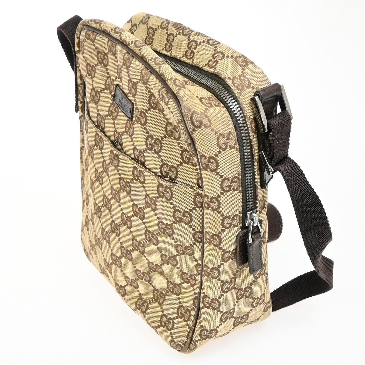 Gucci Vintage Front Pocket Flat Messenger Gg Canvas Beige Canvas Shoulder Bag Bag (Pre-Loved)