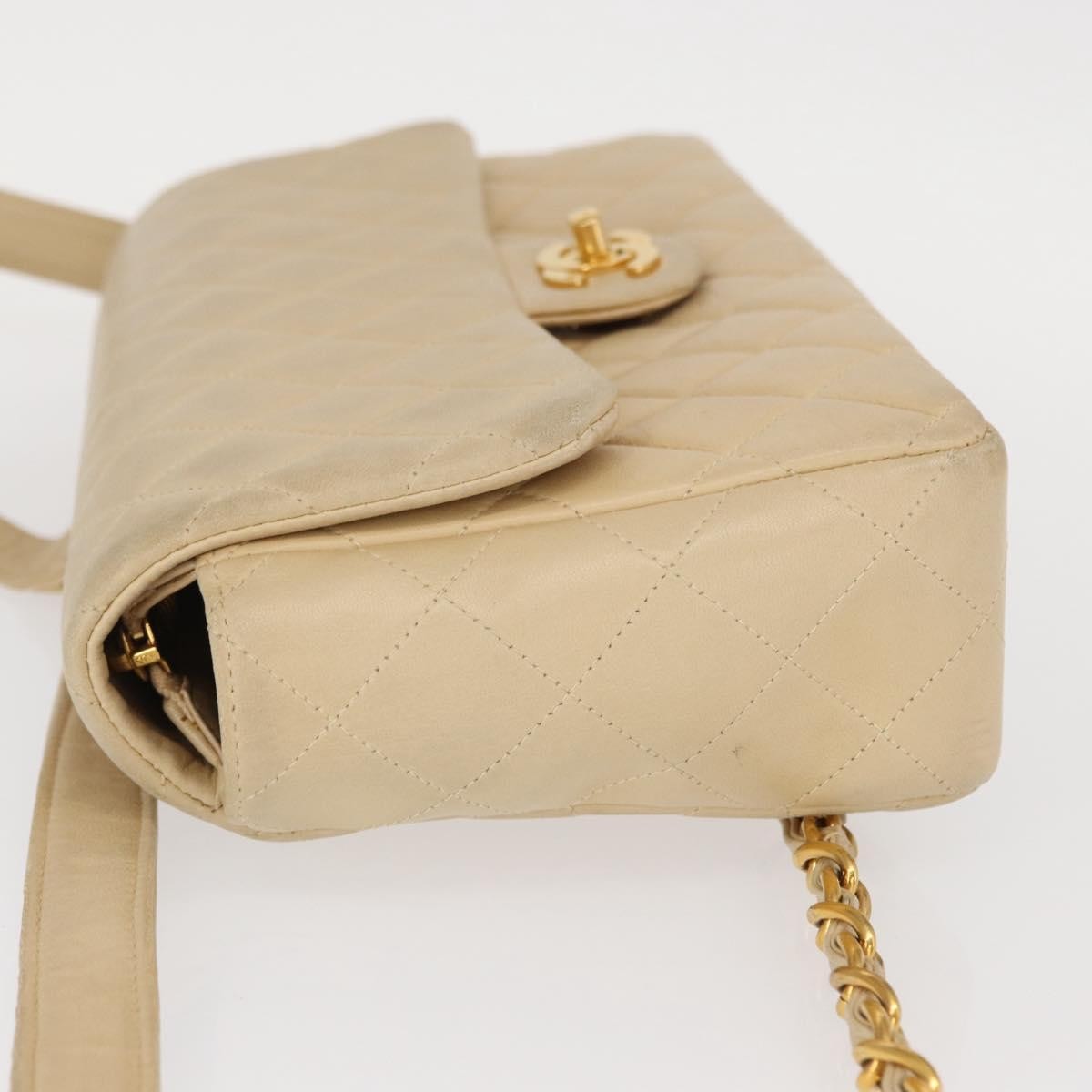 Chanel Vintage Classic Flap Backpack Quilted Lambskin Beige Leather Backpack Bag (Authentic Pre-Loved)