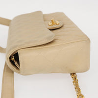 Chanel Vintage Classic Flap Backpack Quilted Lambskin Beige Leather Backpack Bag (Authentic Pre-Loved)