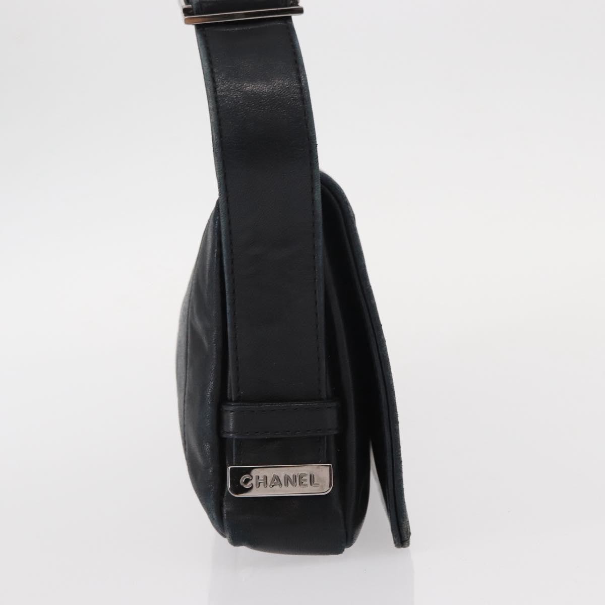 Chanel Vintage Shoulder Bag Leather Black Leather Shoulder Bag Bag (Pre-Loved)