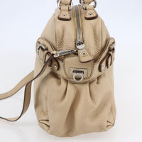 Salvatore Ferragamo Gancini Handbag Leather Beige Leather Shoulder Bag Bag (Authentic Pre-Loved)