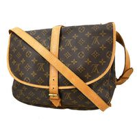 Louis Vuitton Saumur Handbag Monogram Canvas Brown Canvas Travel Bag Bag (Authentic Pre-Loved)