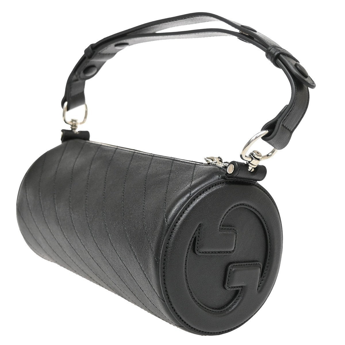 Gucci Gucci Blondie Interlocking Gg Shoulder Bag Leather Black Leather Bag (Pre-Loved)