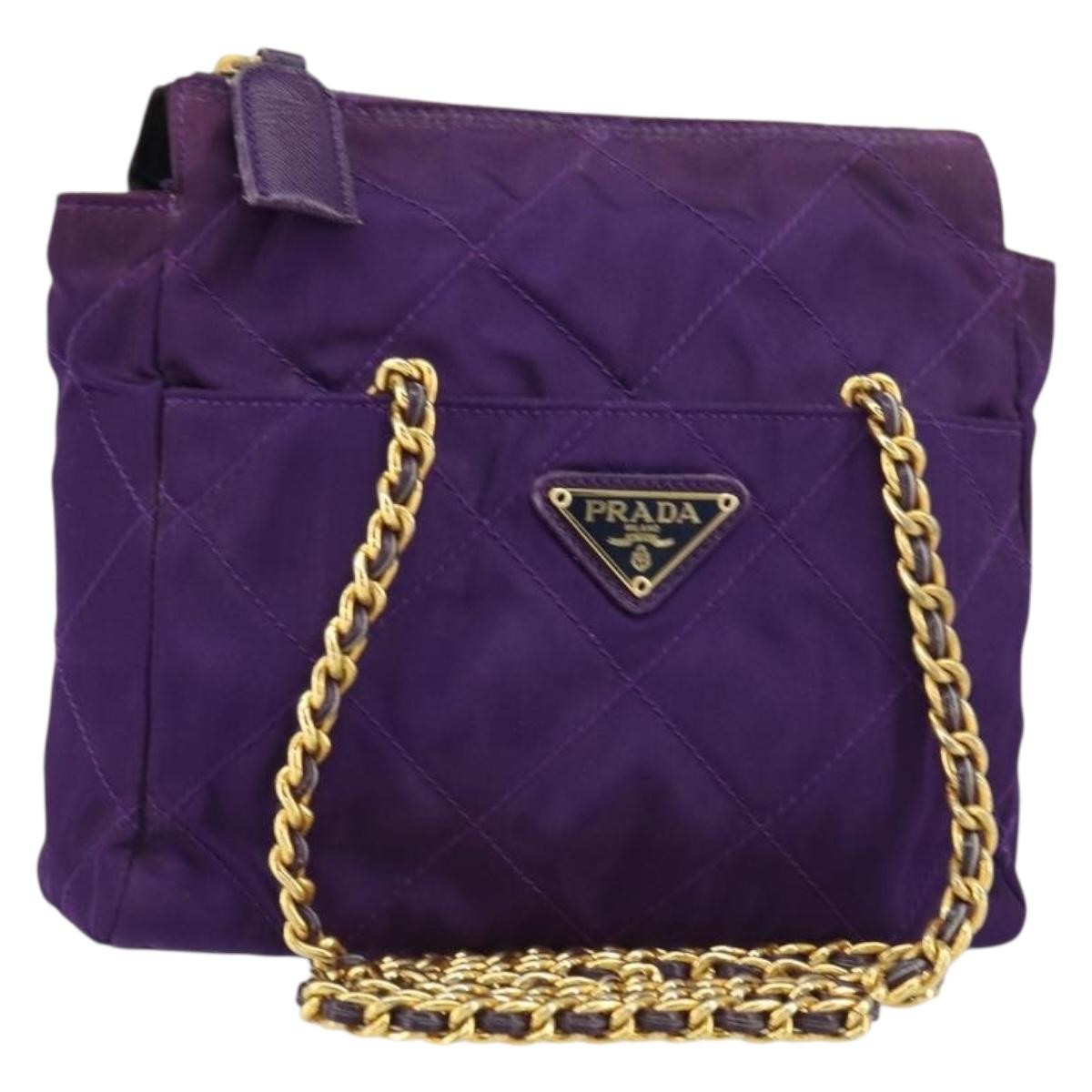 Prada Re-Edition 1995 Chain Tote Quilted Re-Nylon Purple Nylon Shoulder Bag Bag (Pre-Loved)