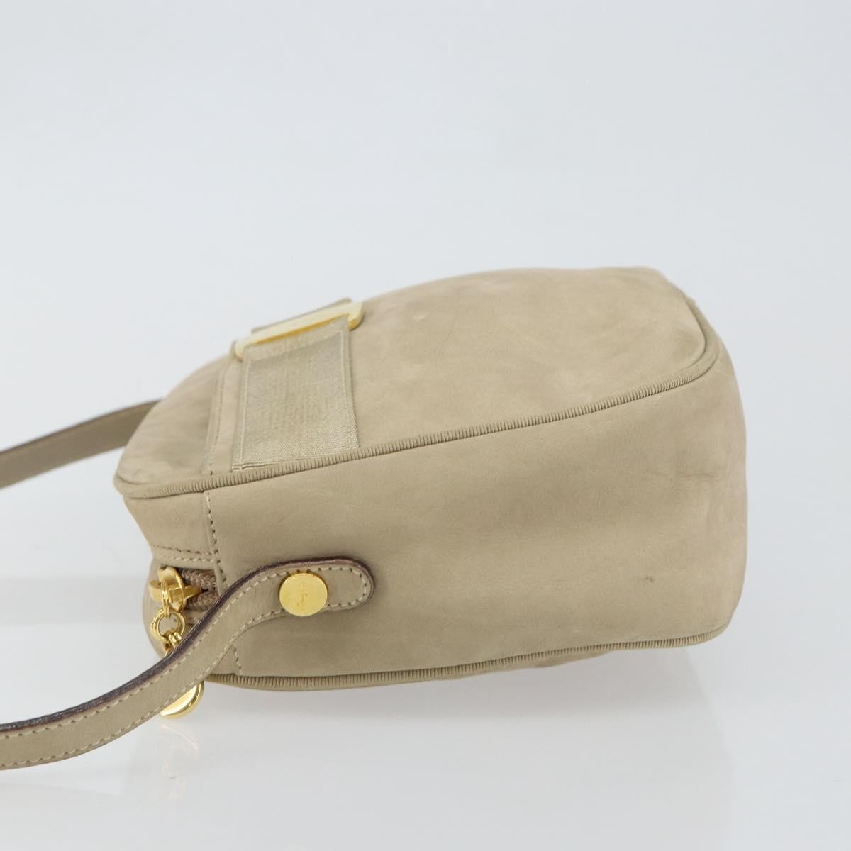 Salvatore Ferragamo Vala Shoulder Bag Suede Beige Suede Shoulder Bag Bag (Pre-Loved)