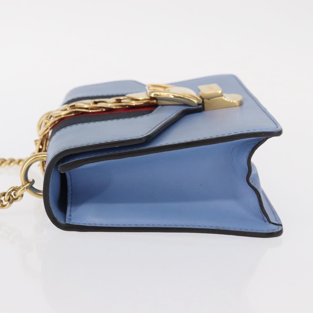 Gucci Sylvie Chain Shoulder Bag Leather Blue Leather Shoulder Bag Bag (Pre-Loved)