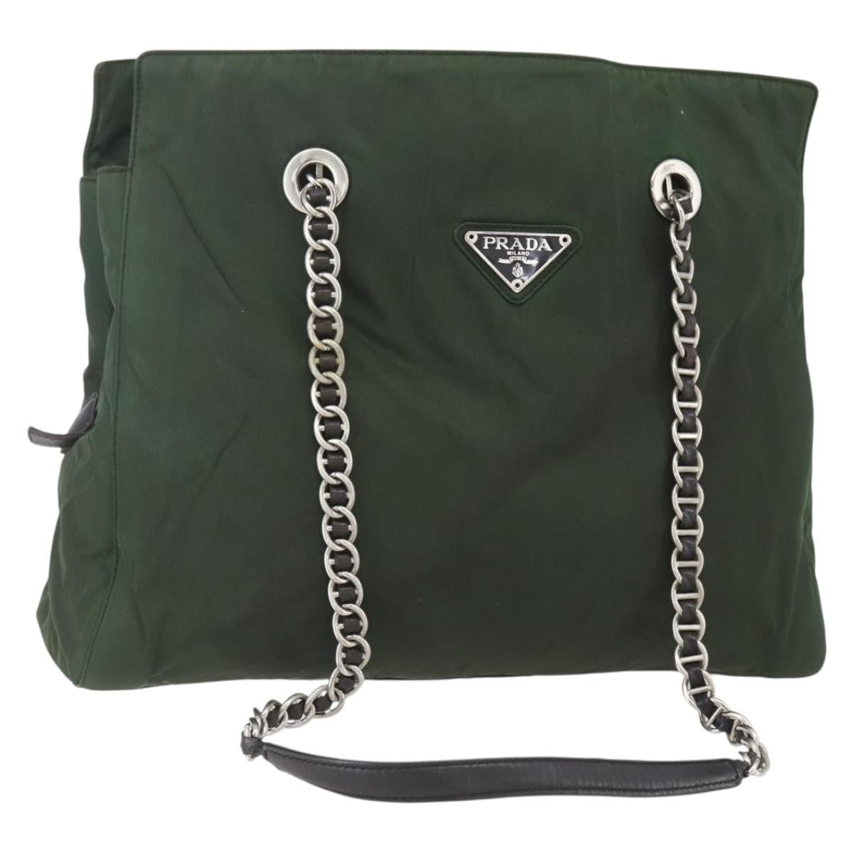 Prada Re-Edition 1995 Chain Tote Quilted Re-Nylon Khaki Nylon Shoulder Bag Bag (Authentic Pre-Loved)