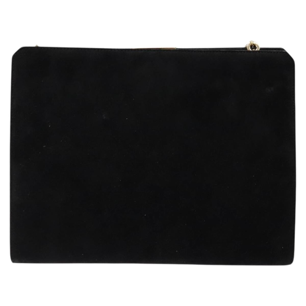 Salvatore Ferragamo Gancini Chain Shoulder Bag Suede Black Suede Shoulder Bag Bag (Pre-Loved)