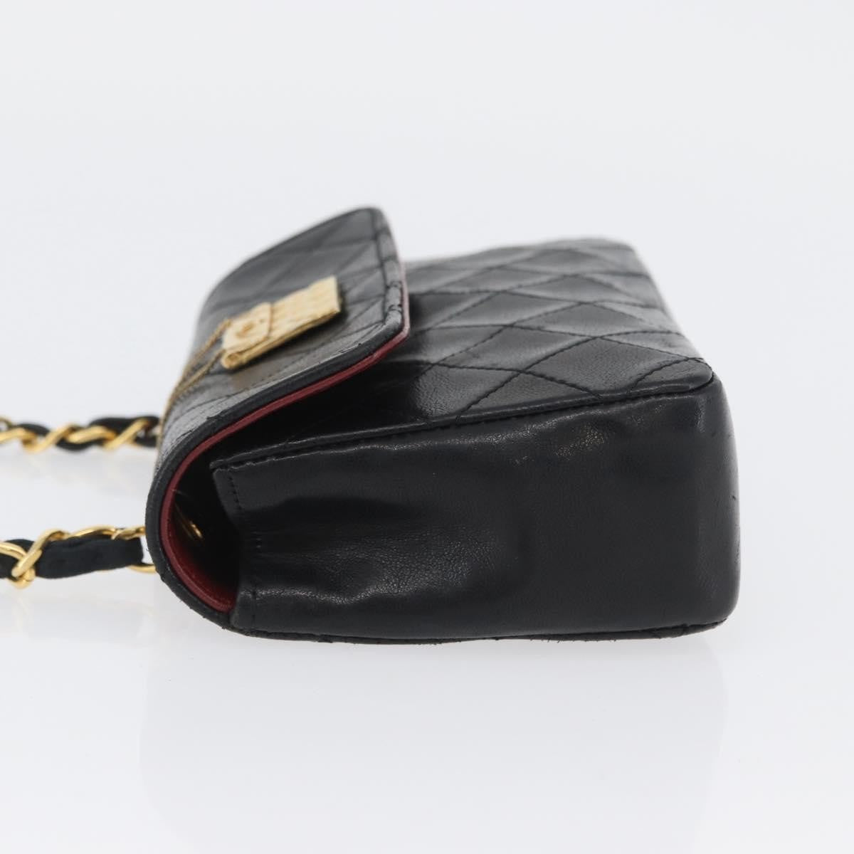 Chanel Vintage Square Cc Flap Bag Quilted Lambskin Black Leather Shoulder Bag Bag (Pre-Loved)