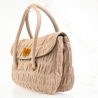 Prada Turnlock Shoulder Bag Nappa Gaufre Beige Leather Shoulder Bag Bag (Authentic Pre-Loved)
