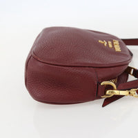 Prada Dual Strap Crossbody Bag Vitello Daino Burgundy Leather Shoulder Bag Bag (Pre-Loved)