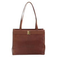 Salvatore Ferragamo Vala Tote Leather Brown Leather Tote Bag Bag (Authentic Pre-Loved)