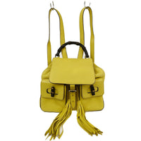 Gucci Bamboo Tassel Backpack Leather Yellow Leather Backpack Bag (Authentic Pre-Loved)