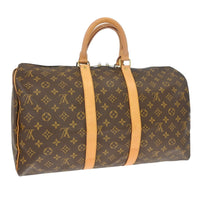 Louis Vuitton Keepall Bag Monogram Canvas Brown Canvas Travel Bag Bag (Authentic Pre-Loved)