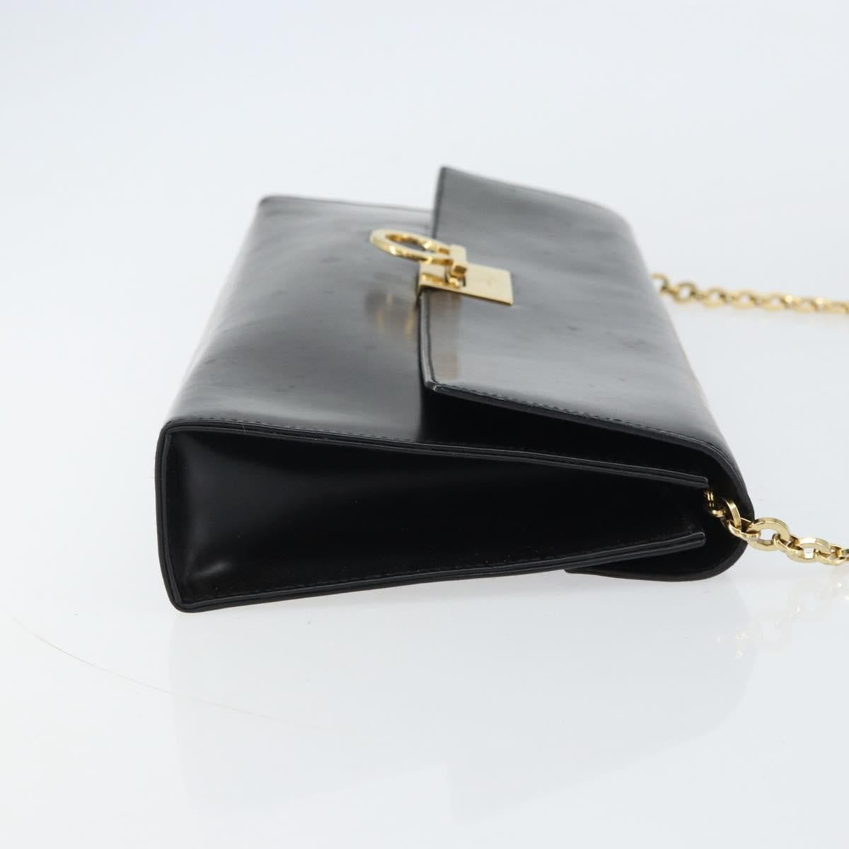 Salvatore Ferragamo Gancini Chain Shoulder Bag Leather Black Leather Shoulder Bag Bag (Pre-Loved)