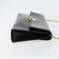 Salvatore Ferragamo Gancini Chain Shoulder Bag Leather Black Leather Shoulder Bag Bag (Pre-Loved)