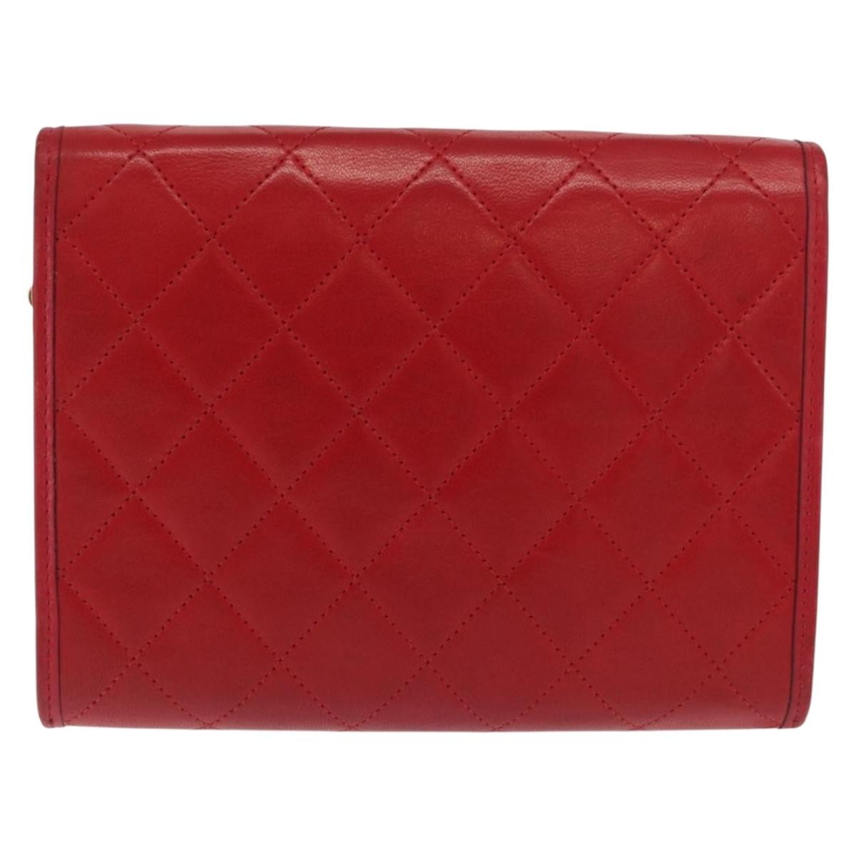 Chanel Vintage Clutch Leather Red Leather Clutche & Pouche Bag (Authentic Pre-Loved)
