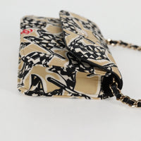 Chanel Flap Card Holder On Chain Quilted Printed Canvas Beige Nylon Shoulder Bag Bag (Authentic Pre-Loved)