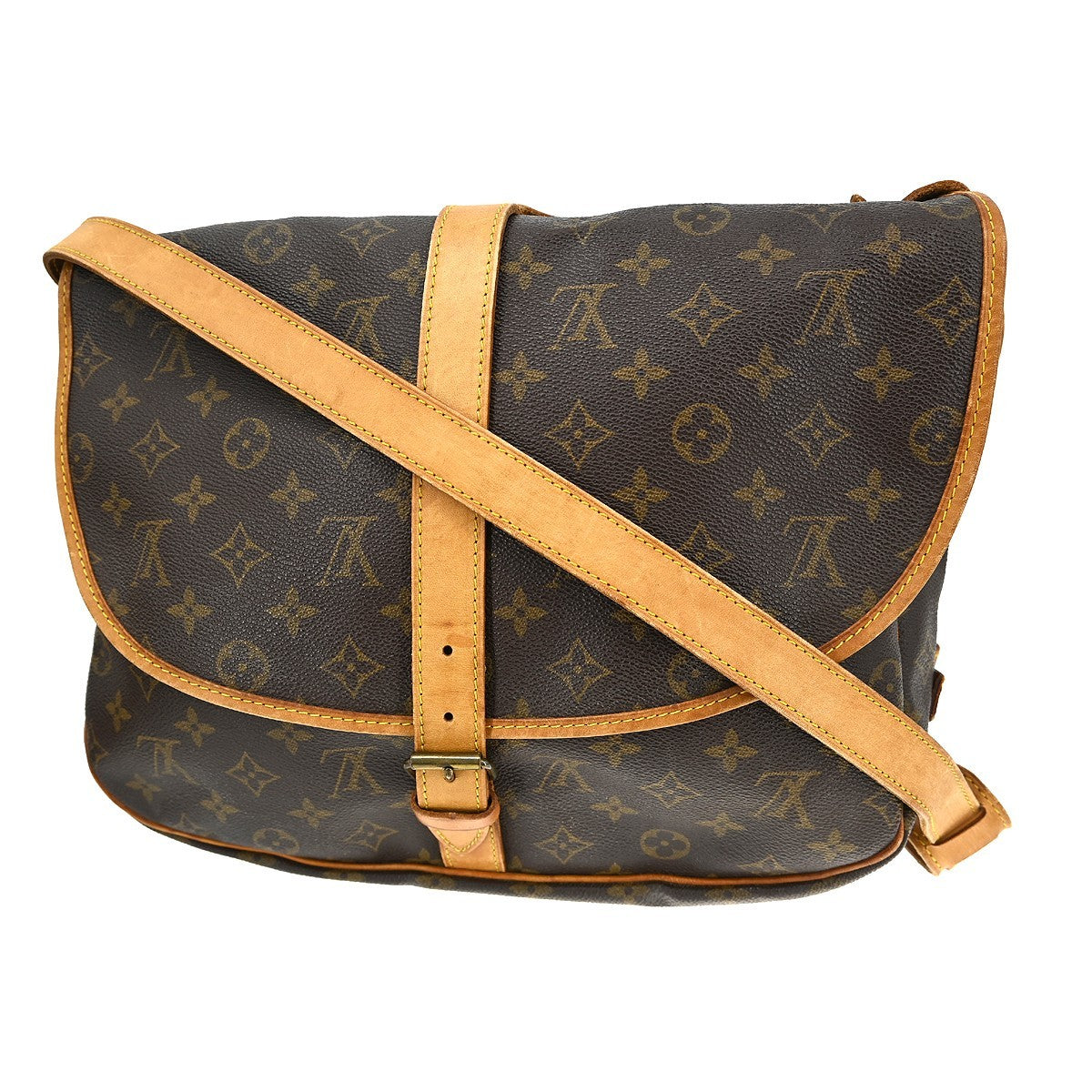 Louis Vuitton Saumur Handbag Monogram Canvas Brown Canvas Shoulder Bag Bag (Authentic Pre-Loved)