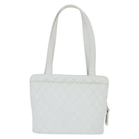Chanel Vintage Cc Zip Around Bowler Bag Quilted Caviar White Leather Tote Bag Bag (Pre-Loved)
