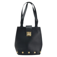 Salvatore Ferragamo Vintage Tote Bag Leather Black Leather Tote Bag Bag (Pre-Loved)