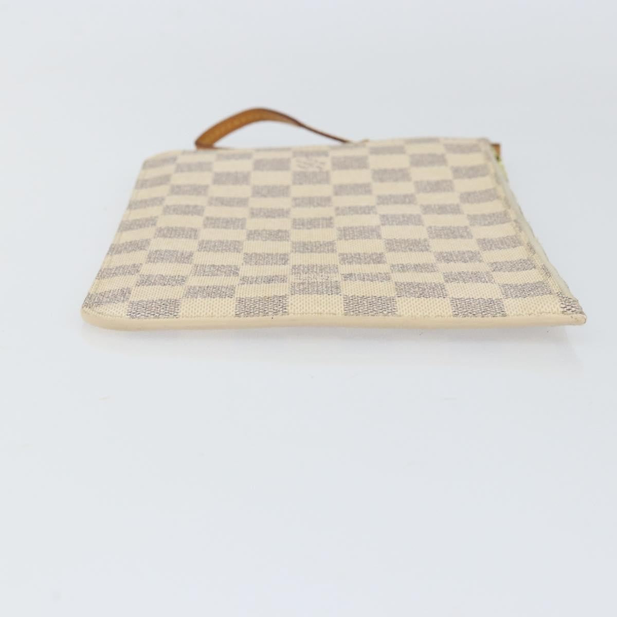 Louis Vuitton Neverfull Pochette Damier White Canvas Clutche & Pouche Bag (Authentic Pre-Loved)