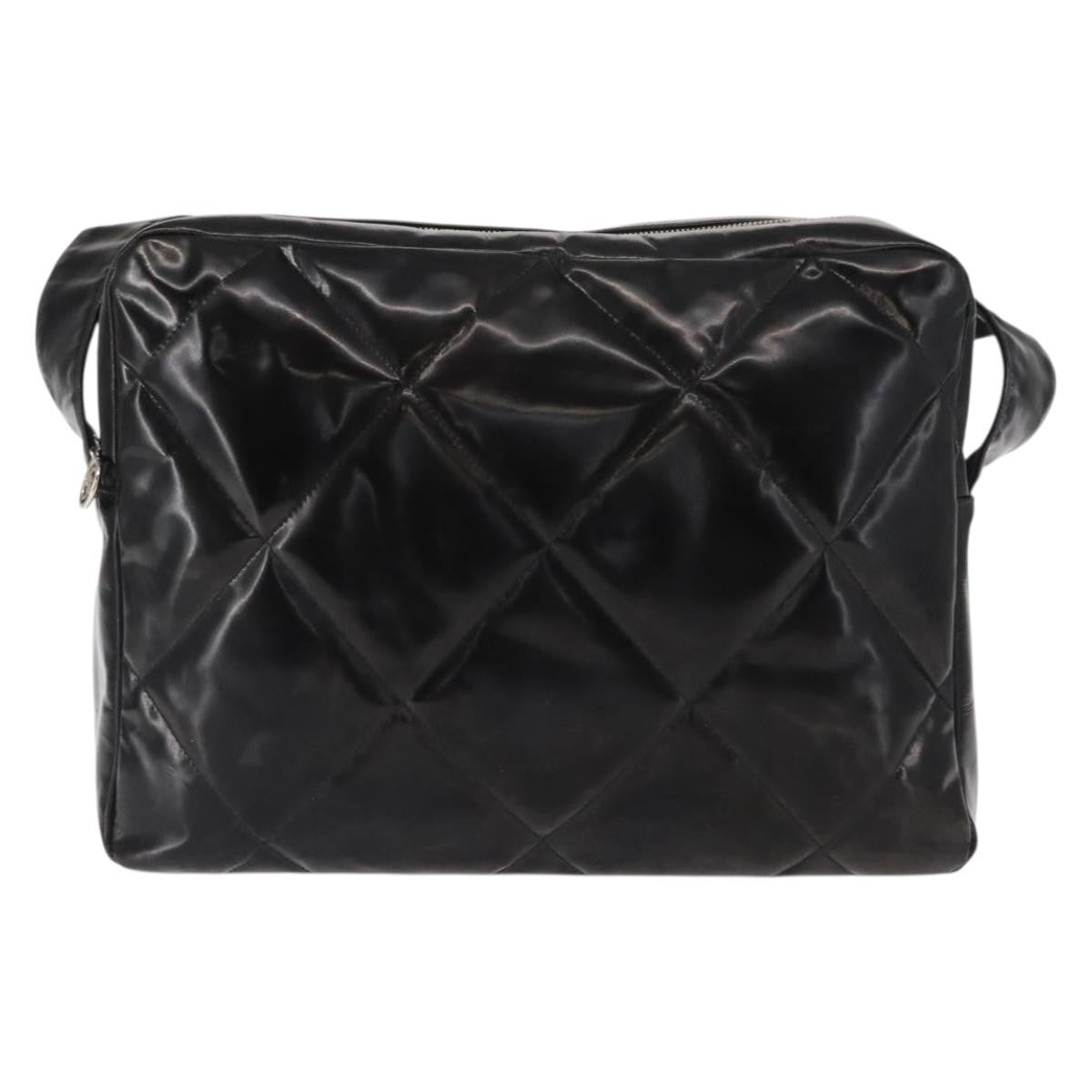Chanel Vintage Shoulder Bag Enamel Black Patent_Leather Shoulder Bag Bag (Pre-Loved)