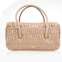 Prada Turnlock Shoulder Bag Nappa Gaufre Beige Leather Shoulder Bag Bag (Authentic Pre-Loved)
