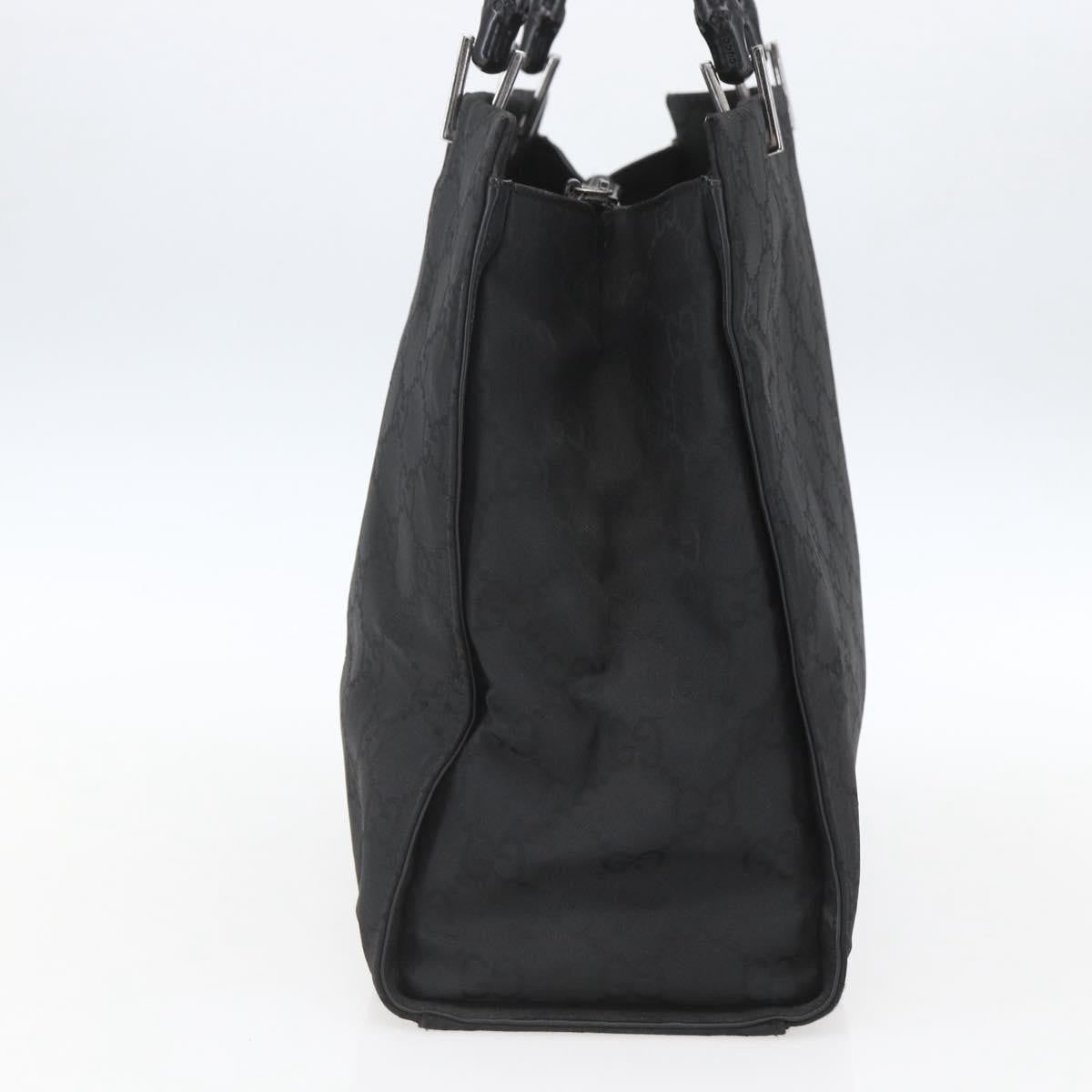 Gucci Vintage Bamboo Handle Tote Gg Nylon Black Nylon Tote Bag Bag (Pre-Loved)