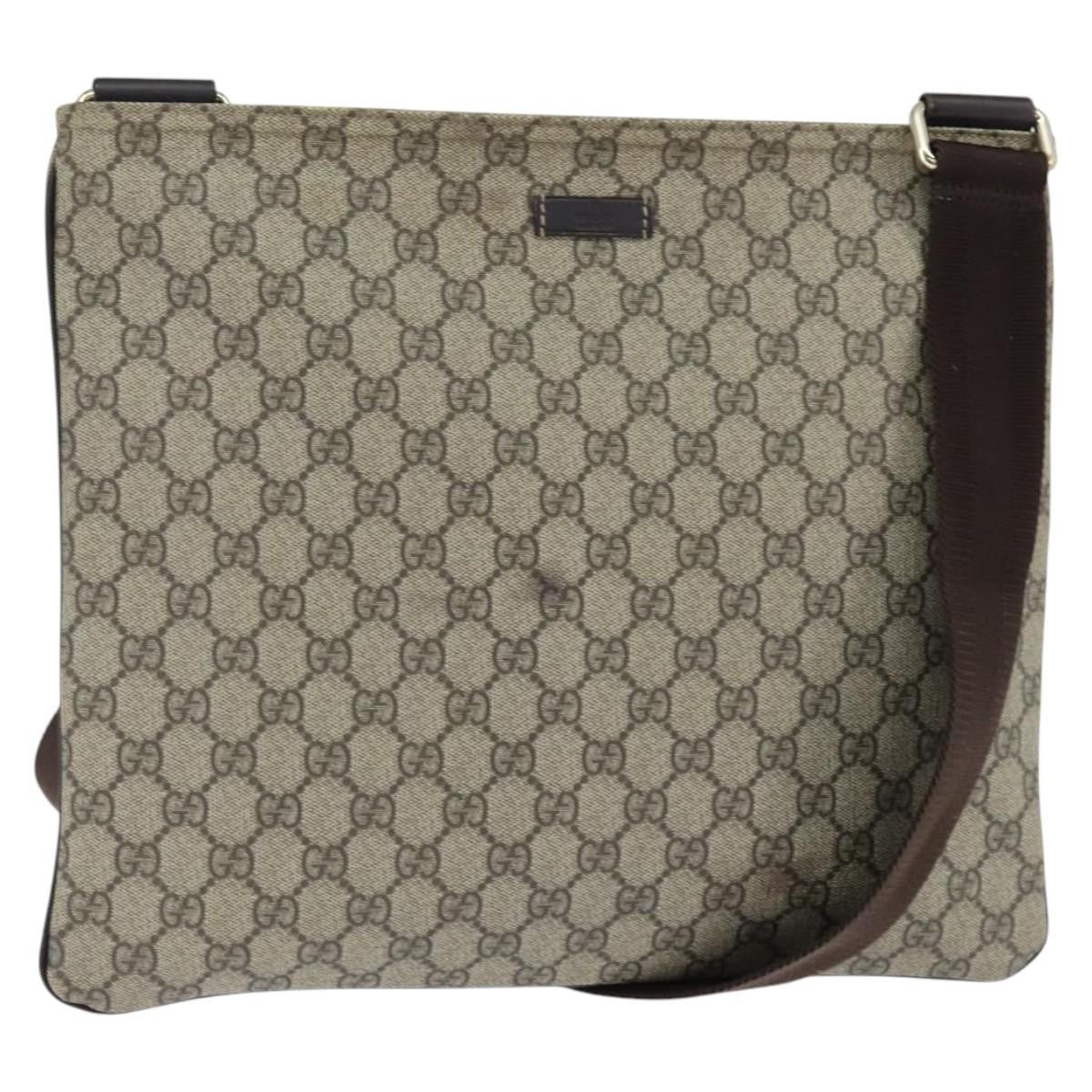 Gucci Zip Top Messenger Bag Gg Coated Canvas Beige Canvas Shoulder Bag Bag (Authentic Pre-Loved)