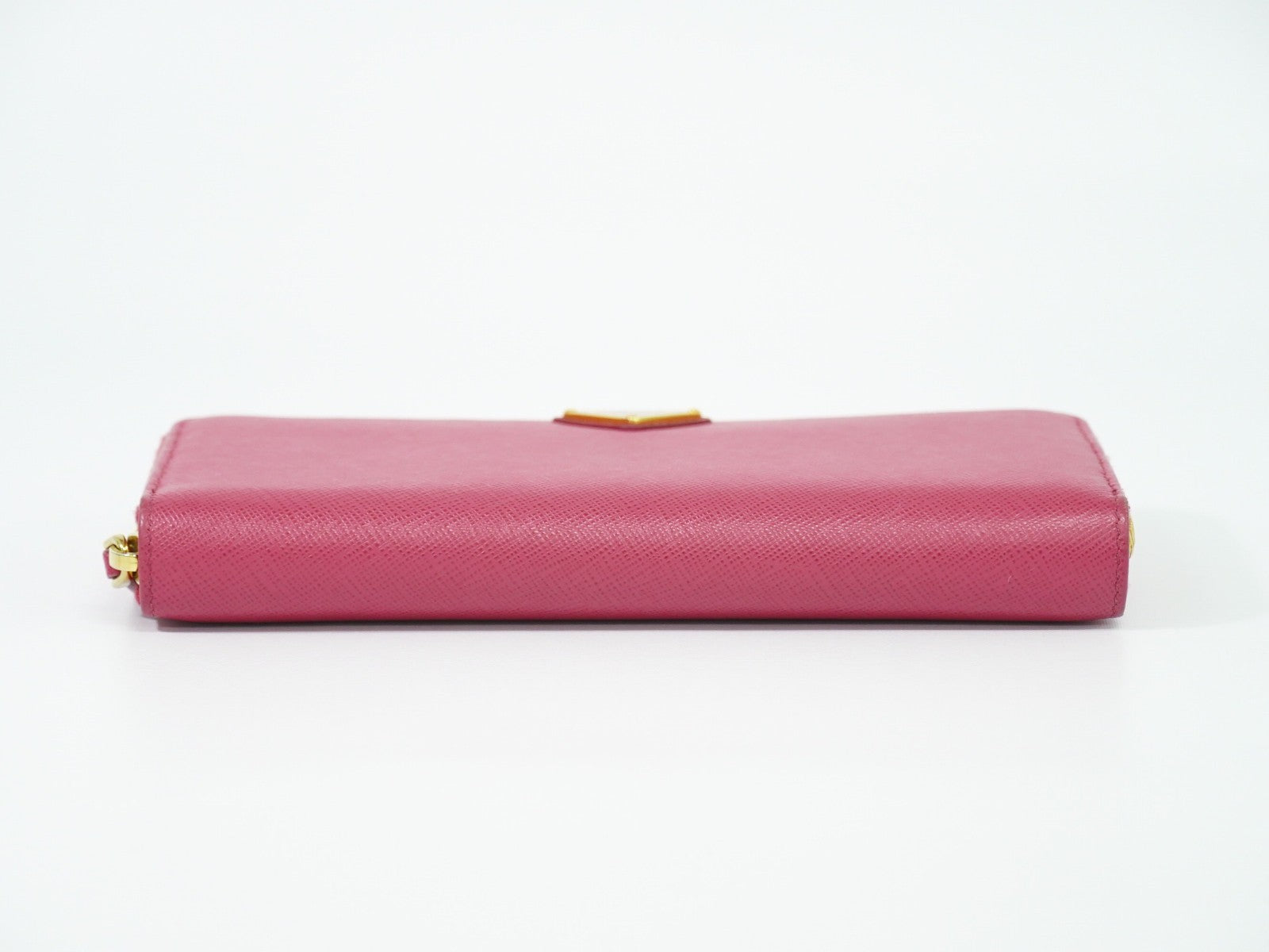 Prada Zip Around Tab Wallet Saffiano Leather Pink Leather Wallets Accessory (Authentic Pre-Loved)