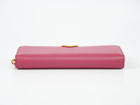 Prada Zip Around Tab Wallet Saffiano Leather Pink Leather Wallets Accessory (Authentic Pre-Loved)
