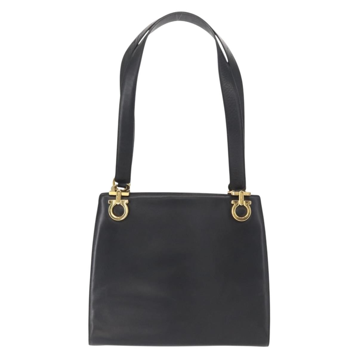 Salvatore Ferragamo Gancini Shoulder Bag Leather Black Leather Shoulder Bag Bag (Authentic Pre-Loved)