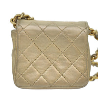 Chanel Vintage Square Cc Flap Bag Quilted Leather Gold Leather Shoulder Bag Bag (Authentic Pre-Loved)