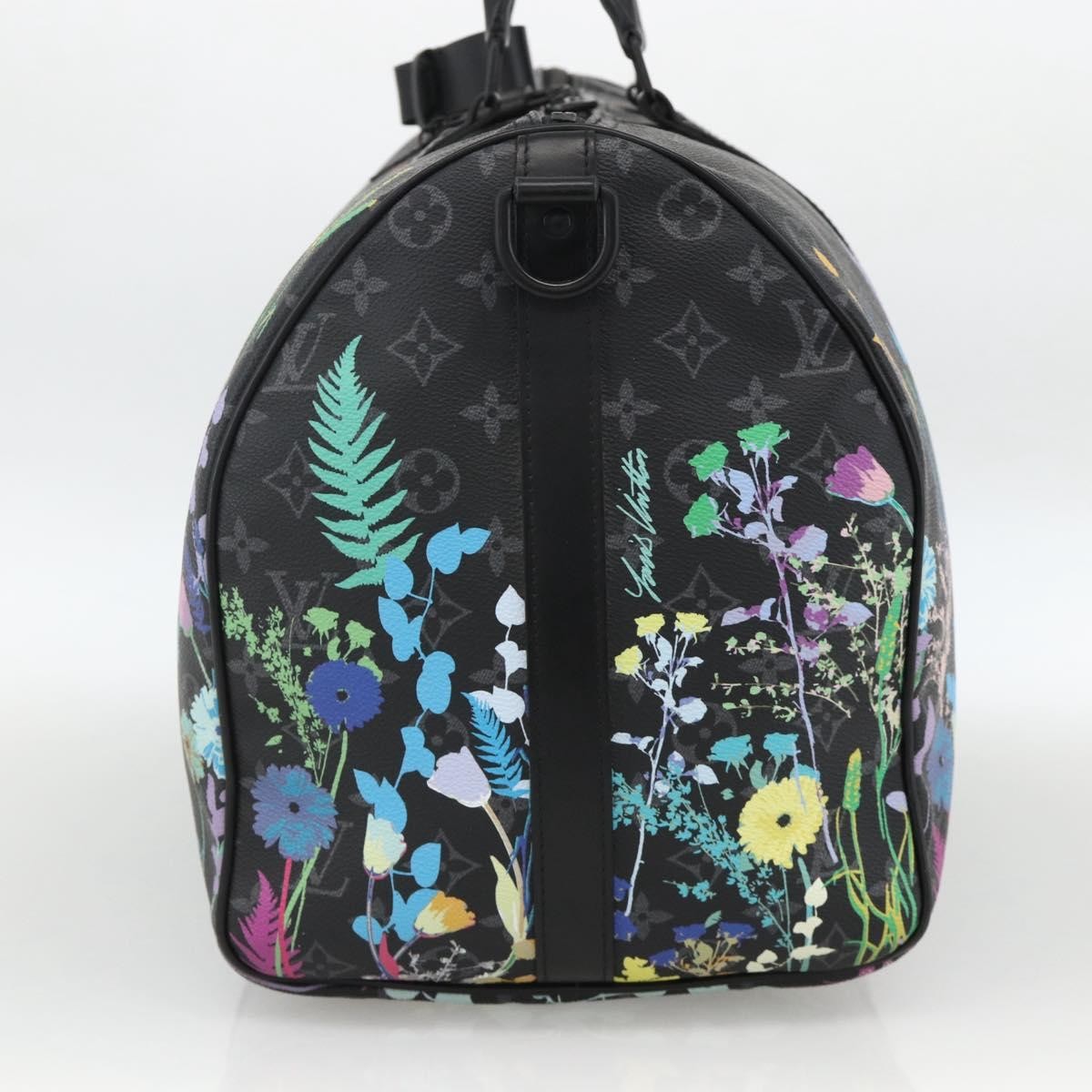 Louis Vuitton Keepall Bandouliere Bag Limited Edition Foliage Monogram Eclipse Black Canvas Travel Bag Bag (Pre-Loved)