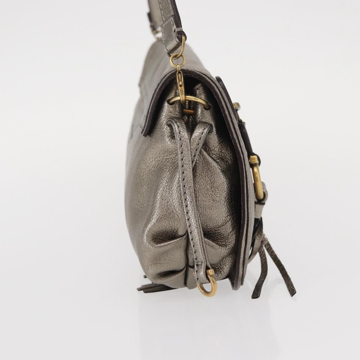 Salvatore Ferragamo Gancini Shoulder Bag Leather Silver Leather Shoulder Bag Bag (Authentic Pre-Loved)