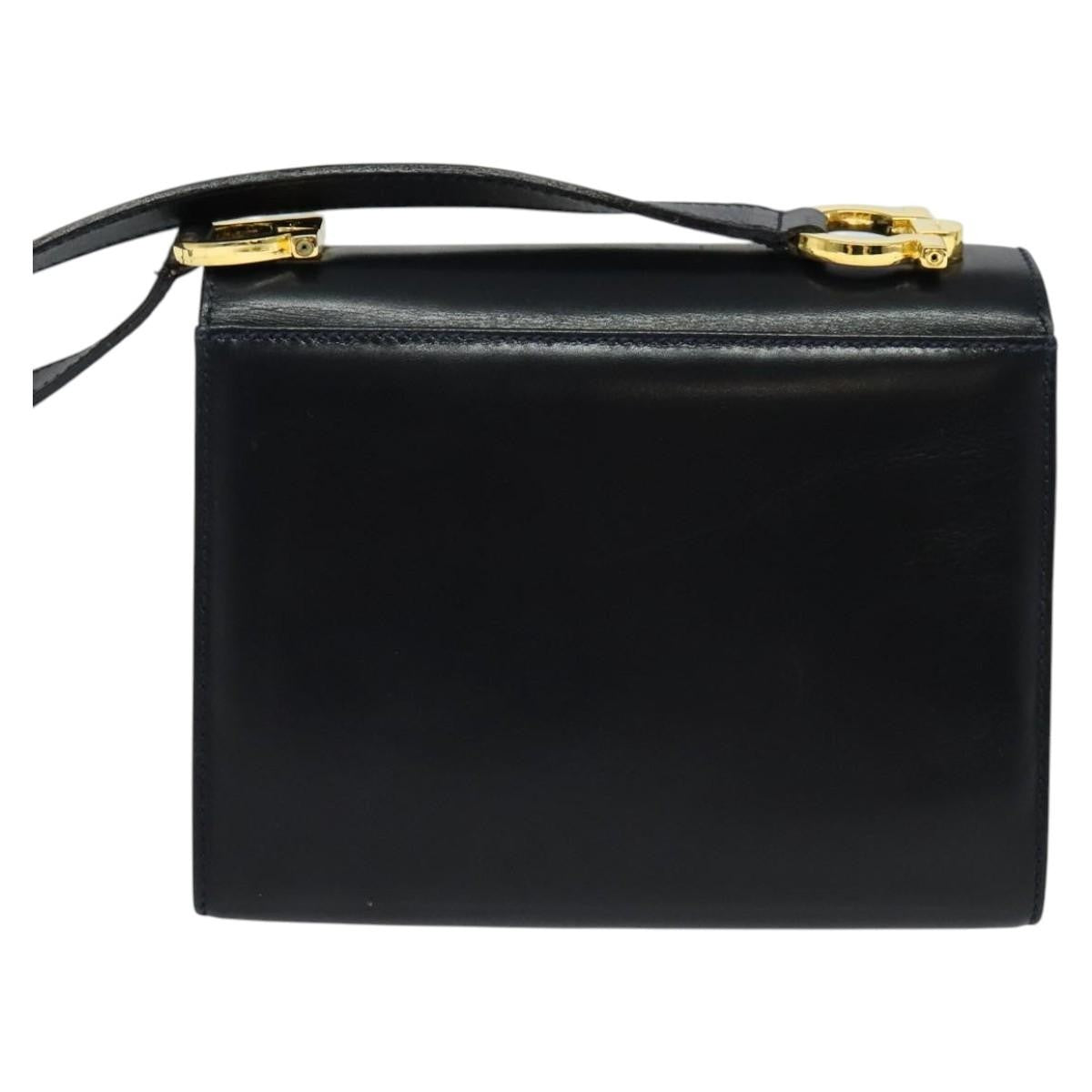 Salvatore Ferragamo Gancini Flap Shoulder Bag Leather Black Leather Shoulder Bag Bag (Authentic Pre-Loved)