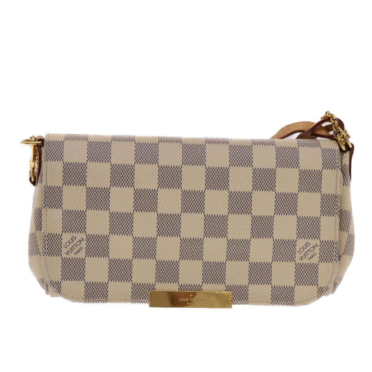Louis Vuitton Favorite Handbag Damier White Canvas Clutche & Pouche Bag (Authentic Pre-Loved)