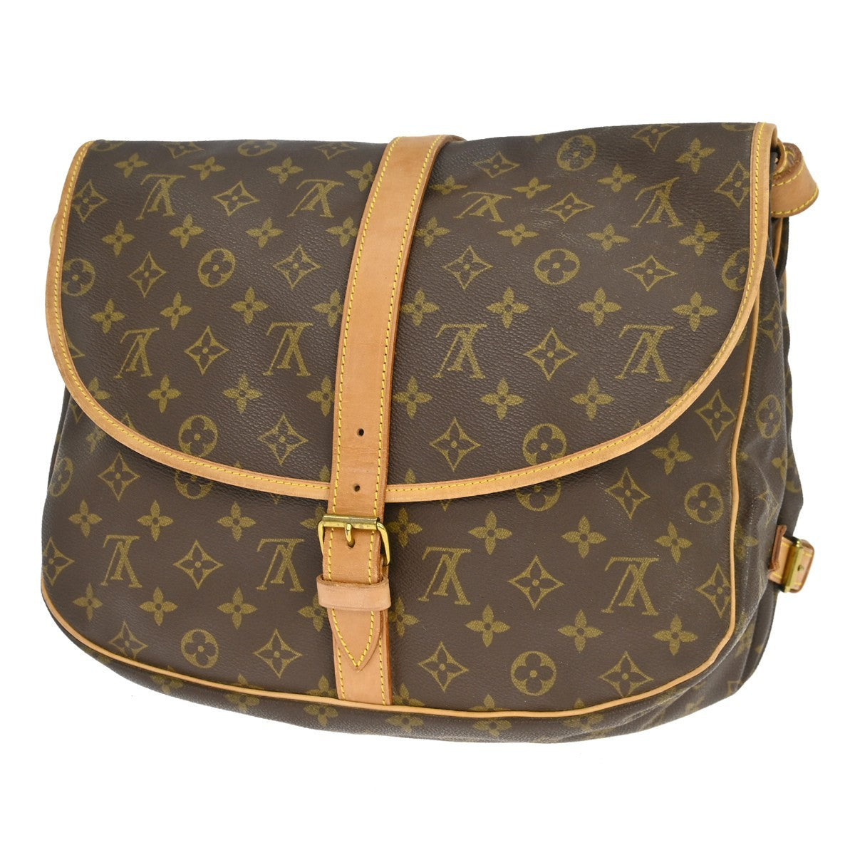 Louis Vuitton Saumur Handbag Monogram Canvas Brown Canvas Shoulder Bag Bag (Authentic Pre-Loved)
