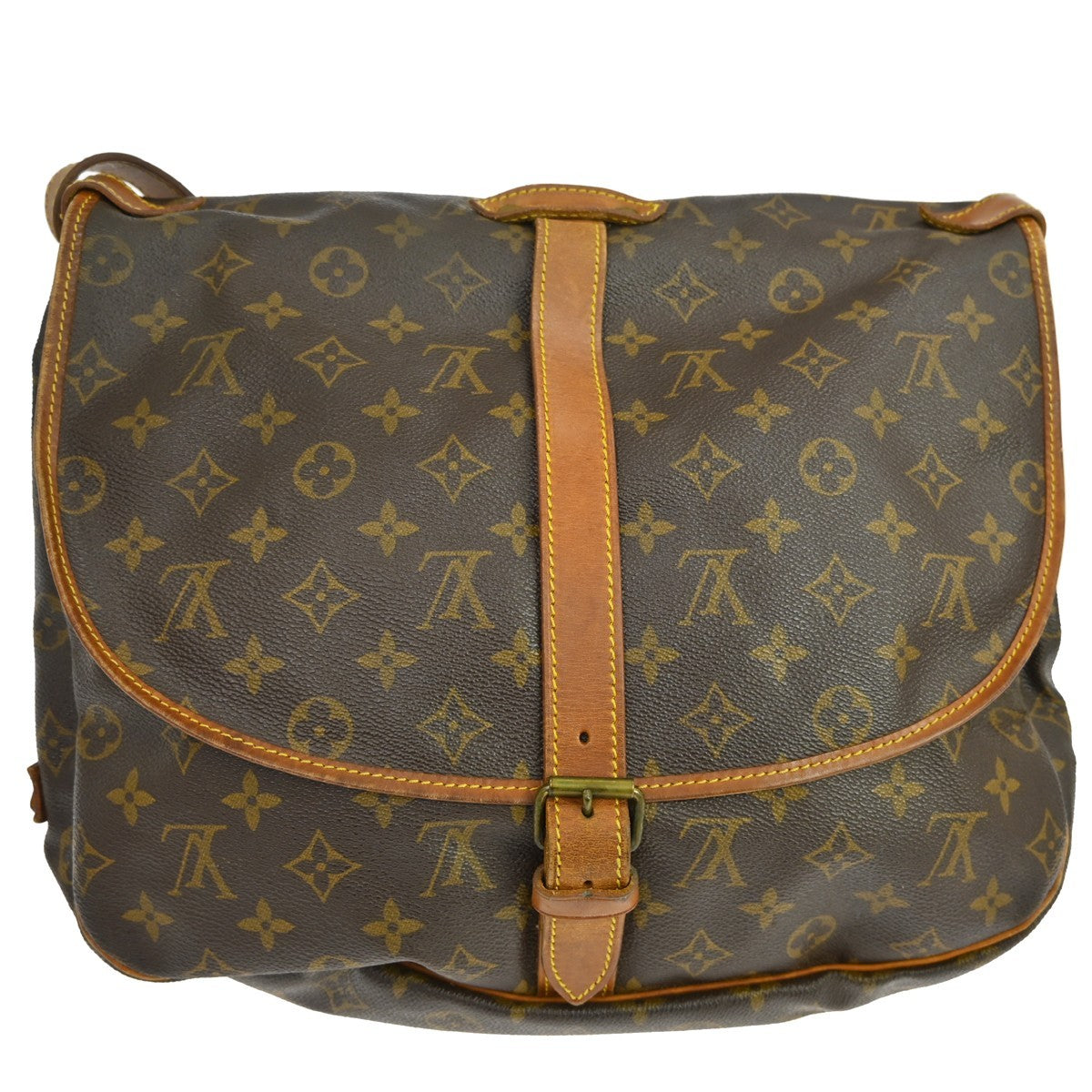 Louis Vuitton Saumur Handbag Monogram Canvas Brown Canvas Shoulder Bag Bag (Pre-Loved)
