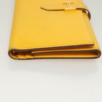 Hermes Bearn Wallet Epsom Yellow Leather Wallets Accessory (Pre-Loved)