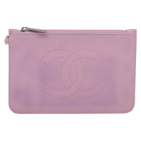 Chanel Cc Zip Clutch Leather Pink Leather Clutche & Pouche Bag (Authentic Pre-Loved)
