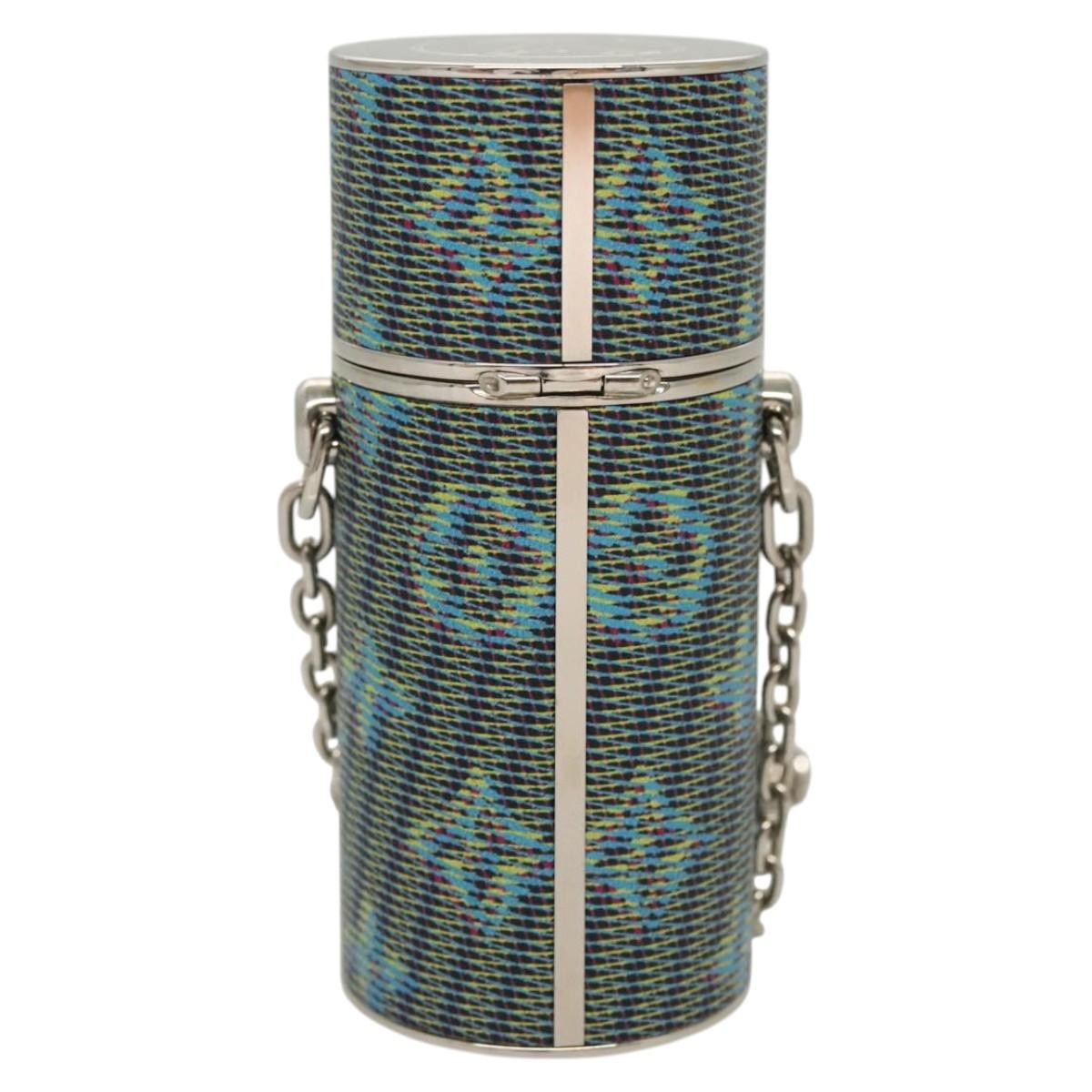 Louis Vuitton Lipstick Case On Chain Damier Monogram Lv Pop Canvas Blue Canvas Clutche & Pouche Bag (Pre-Loved)