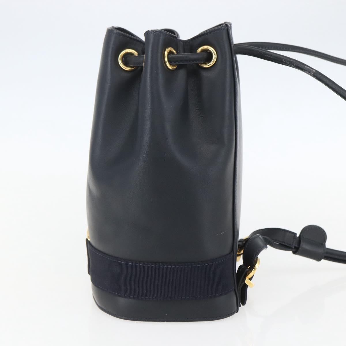 Salvatore Ferragamo Vala Backpack Leather Navy Leather Backpack Bag (Authentic Pre-Loved)