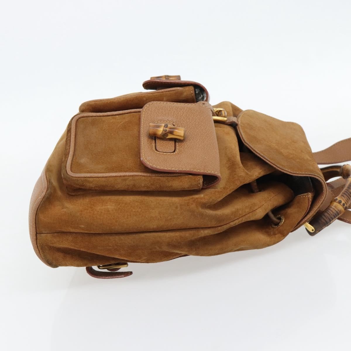 Gucci Vintage Bamboo Backpack Suede Brown Suede Backpack Bag (Authentic Pre-Loved)