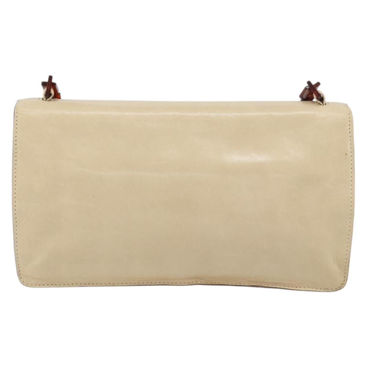 Prada Flap Shoulder Bag Leather Beige Leather Shoulder Bag Bag (Authentic Pre-Loved)