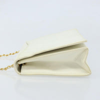 Chanel Vintage Cc Full Flap Bag Quilted Lambskin White Leather Shoulder Bag Bag (Pre-Loved)