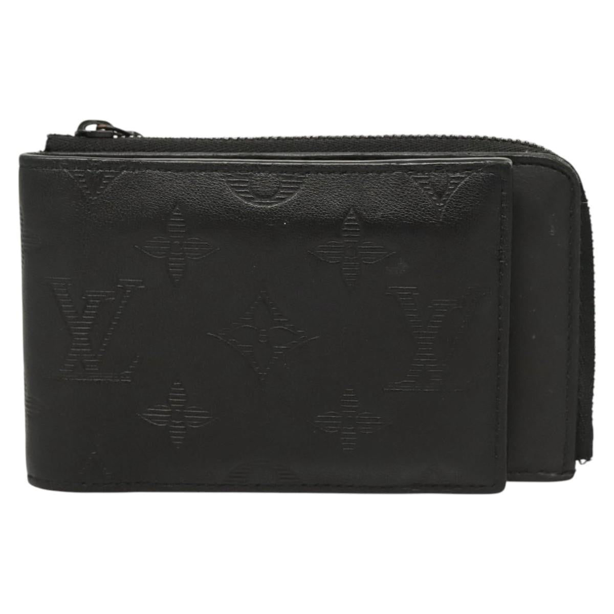 Louis Vuitton Hybrid Wallet Monogram Shadow Leather Black Leather Wallets Accessory (Pre-Loved)