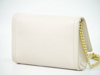 Salvatore Ferragamo Vara Bow Chain Flap Bag Leather Beige Leather Shoulder Bag Bag (Authentic Pre-Loved)