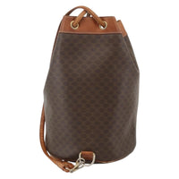 Celine Vintage Macadam Backpack Canvas And Leather Brown Canvas Backpack Bag (Pre-Loved)